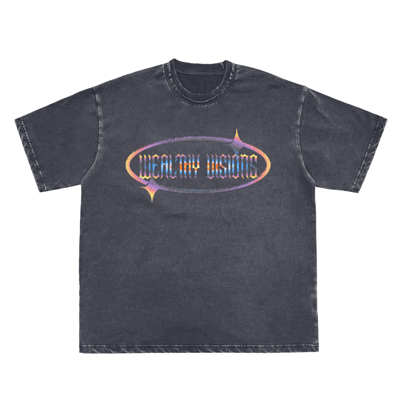 Double Neckline Scattered Edge Frayed Vintage Washed T-Shirt - 250 GSM