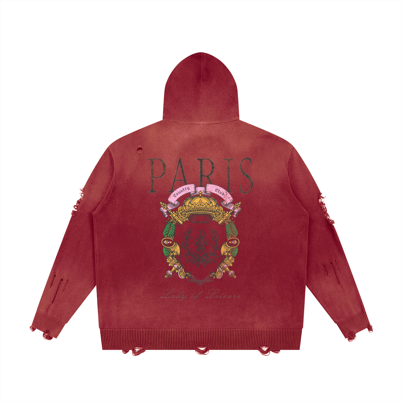 Unisex Distressed Full Zip Sweater