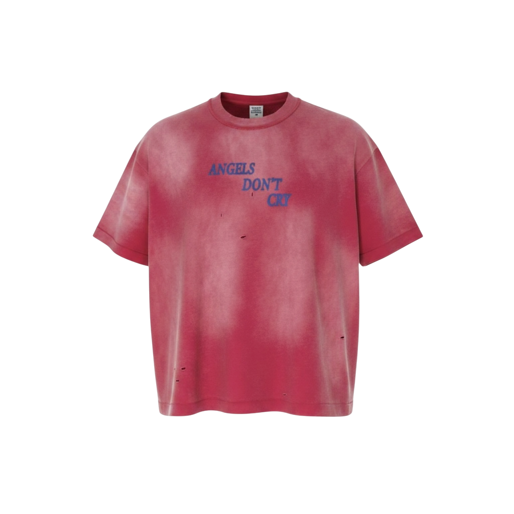 285GSM Unisex Monkey Wash PP-Sprayed Ripped Raw-Edge T-shirt