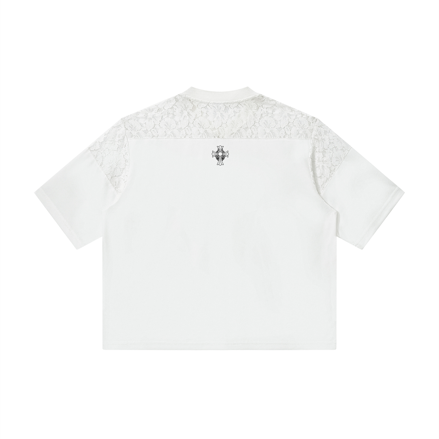 Unisex Lace Paneling V-Neck T-Shirt