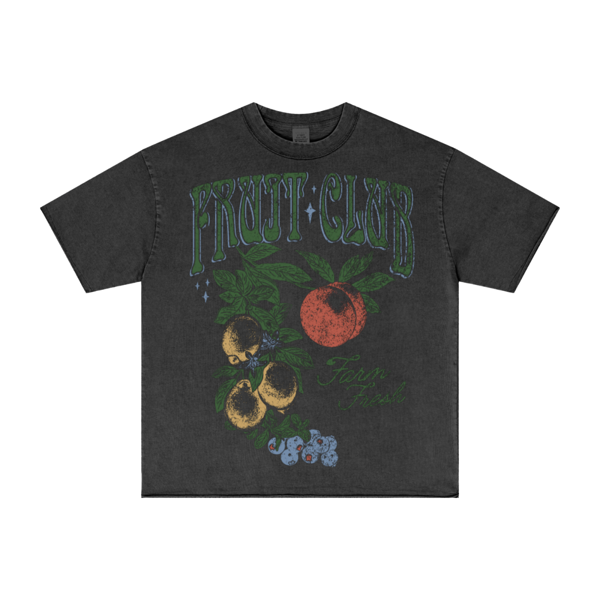 275GSM Unisex Raw-Edge Pigment-Wash T-shirt Dark Grey
