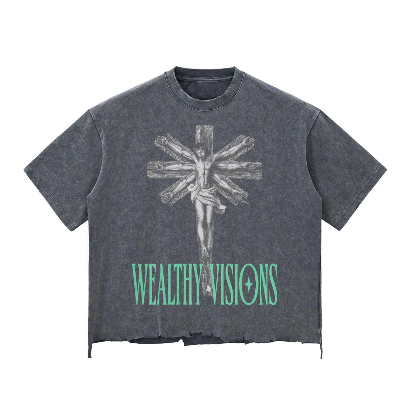 Snow Wash Raw-Hem Boxy T-shirt