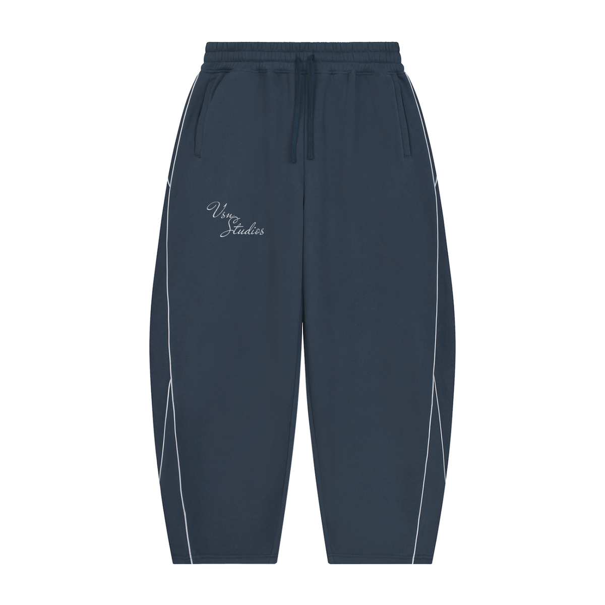 Unisex Piping Fleece Barrel Leg Sweatpants