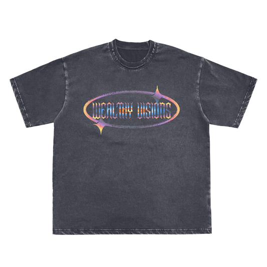 Double Neckline Scattered Edge Frayed Vintage Washed T-Shirt - 250 GSM