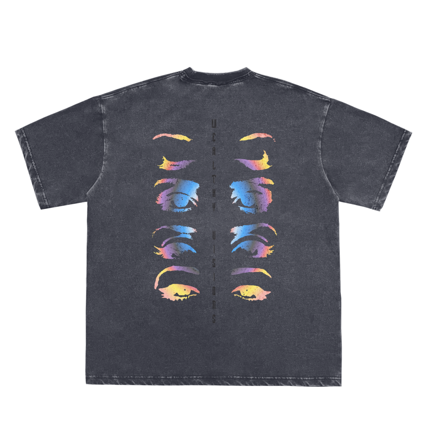 Double Neckline Scattered Edge Frayed Vintage Washed T-Shirt - 250 GSM