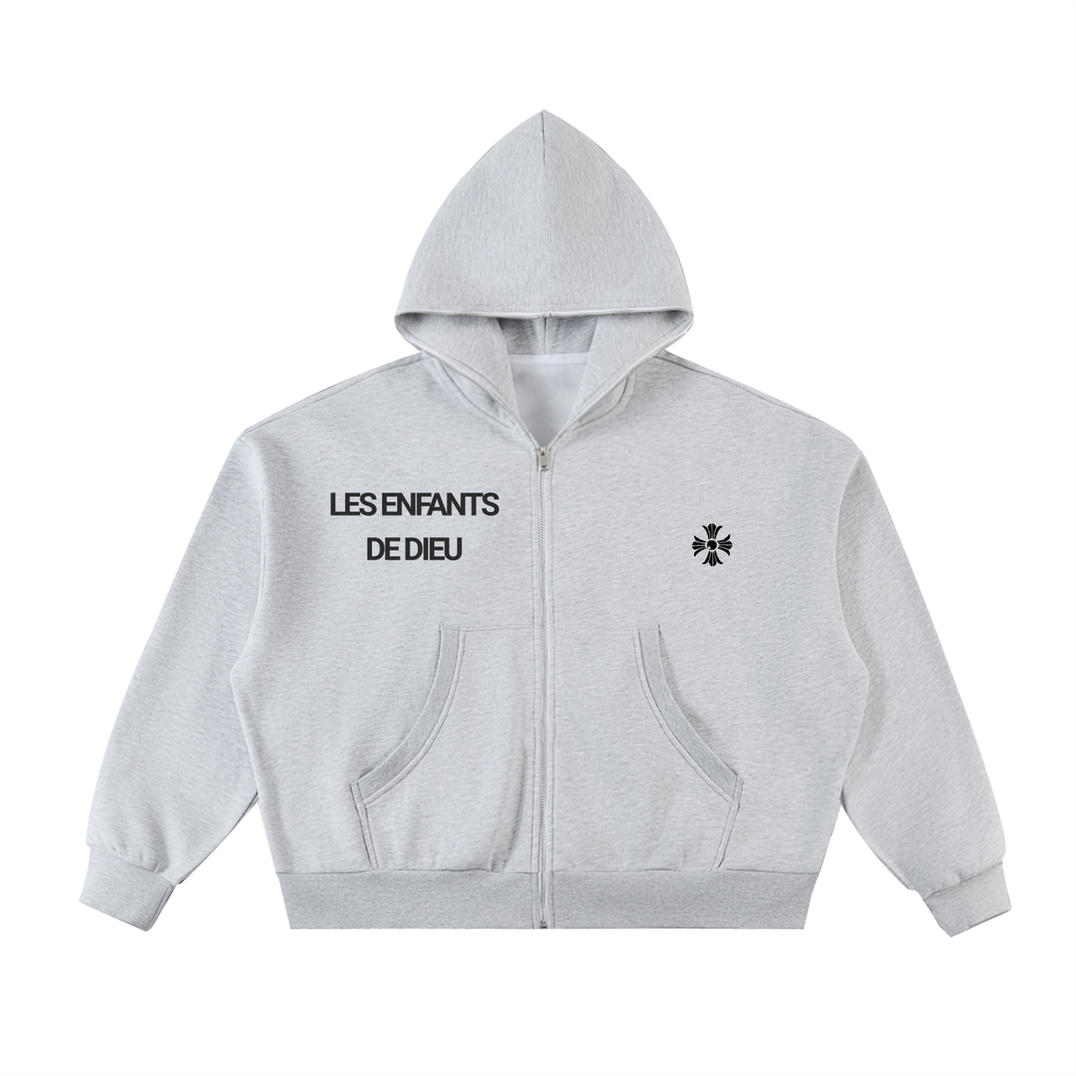 Fleeced Full-Zip Boxy Hoodie