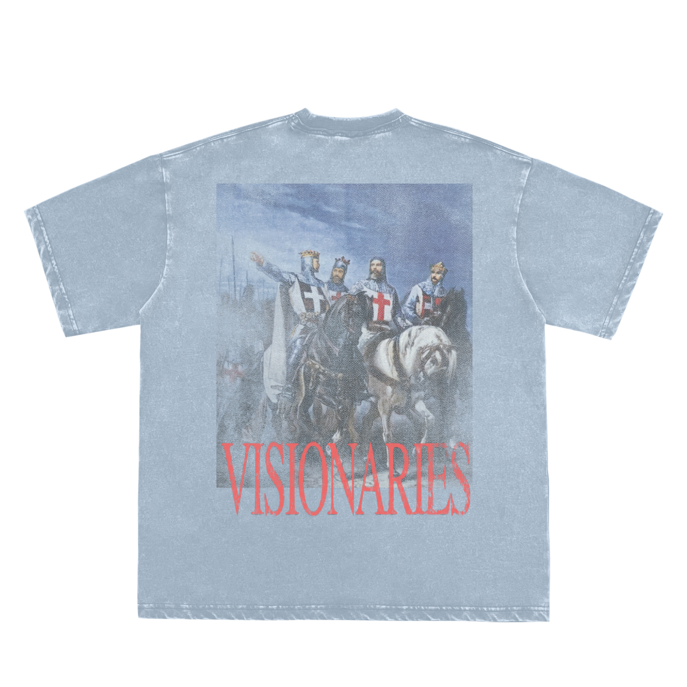 Snow Washed Raw-Edge Neckline T-Shirt