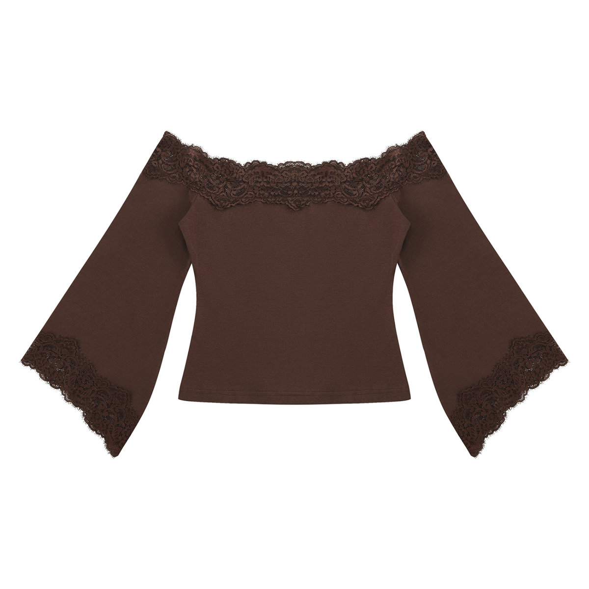 Women's Off-the-Shoulder Lace Trim T-Shirt