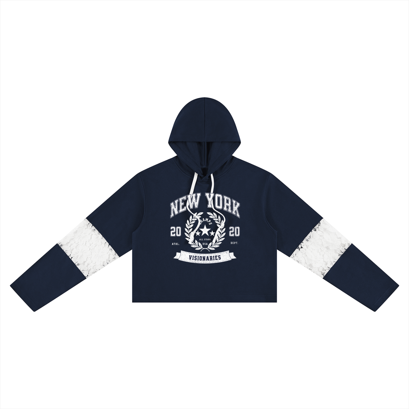 Women’s Cropped Lace-Panel Hoodie