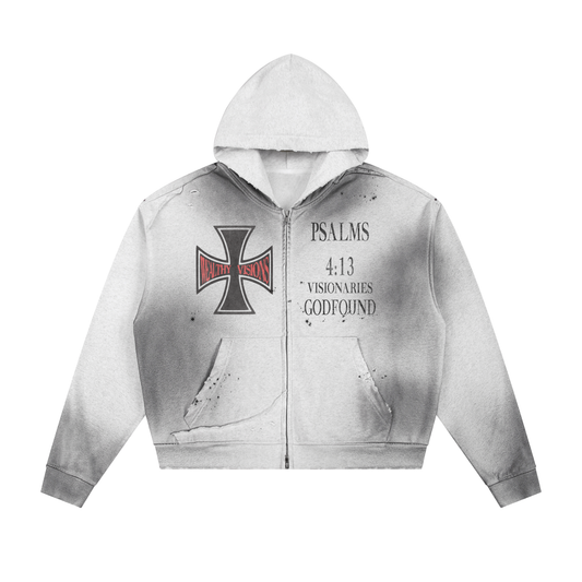 WEALTHY VISIONS Sunfaded hoodie WHITE