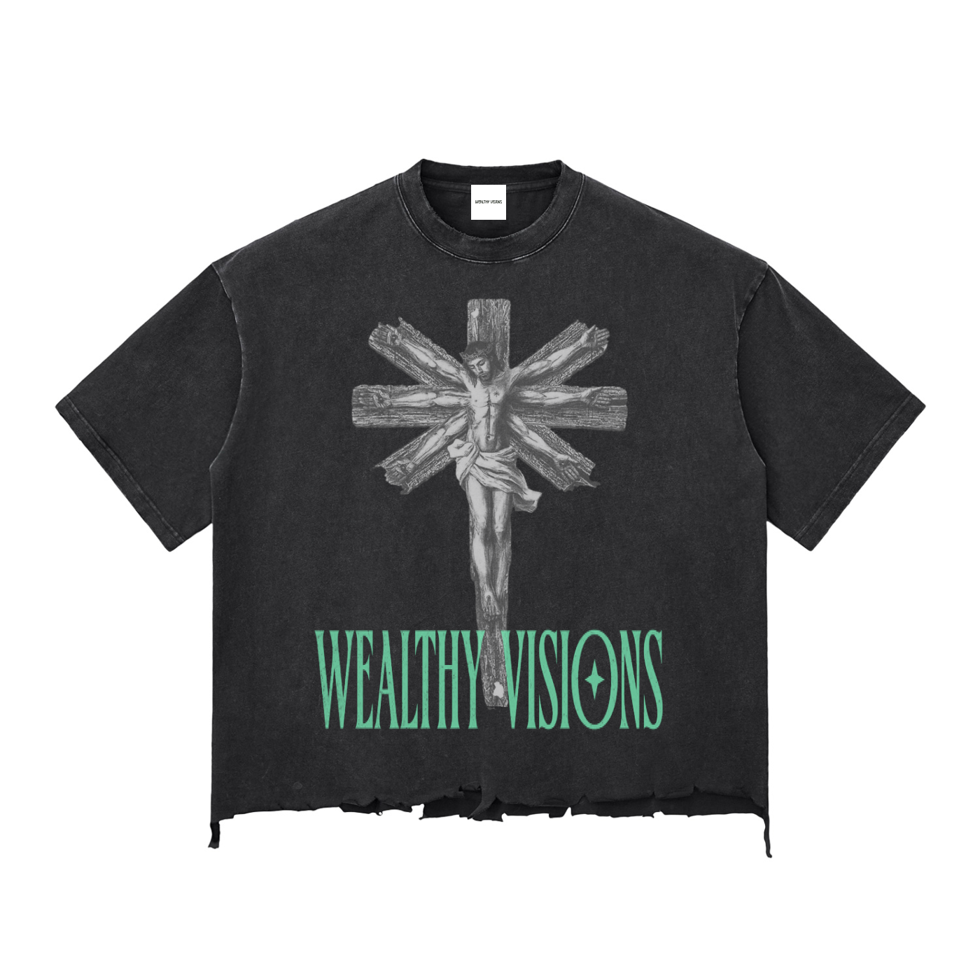 Snow Wash Raw-Hem Boxy T-shirt