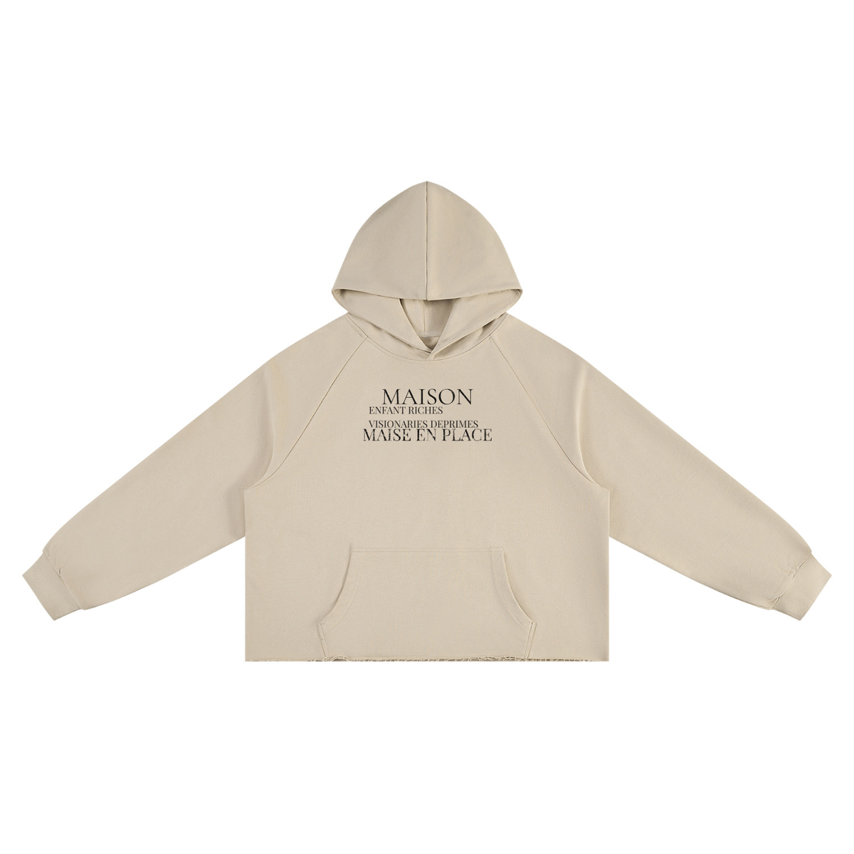 Unisex Vintage Wash Raw Edge Boxy Hoodie