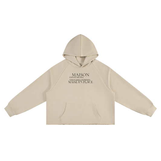 Unisex Vintage Wash Raw Edge Boxy Hoodie