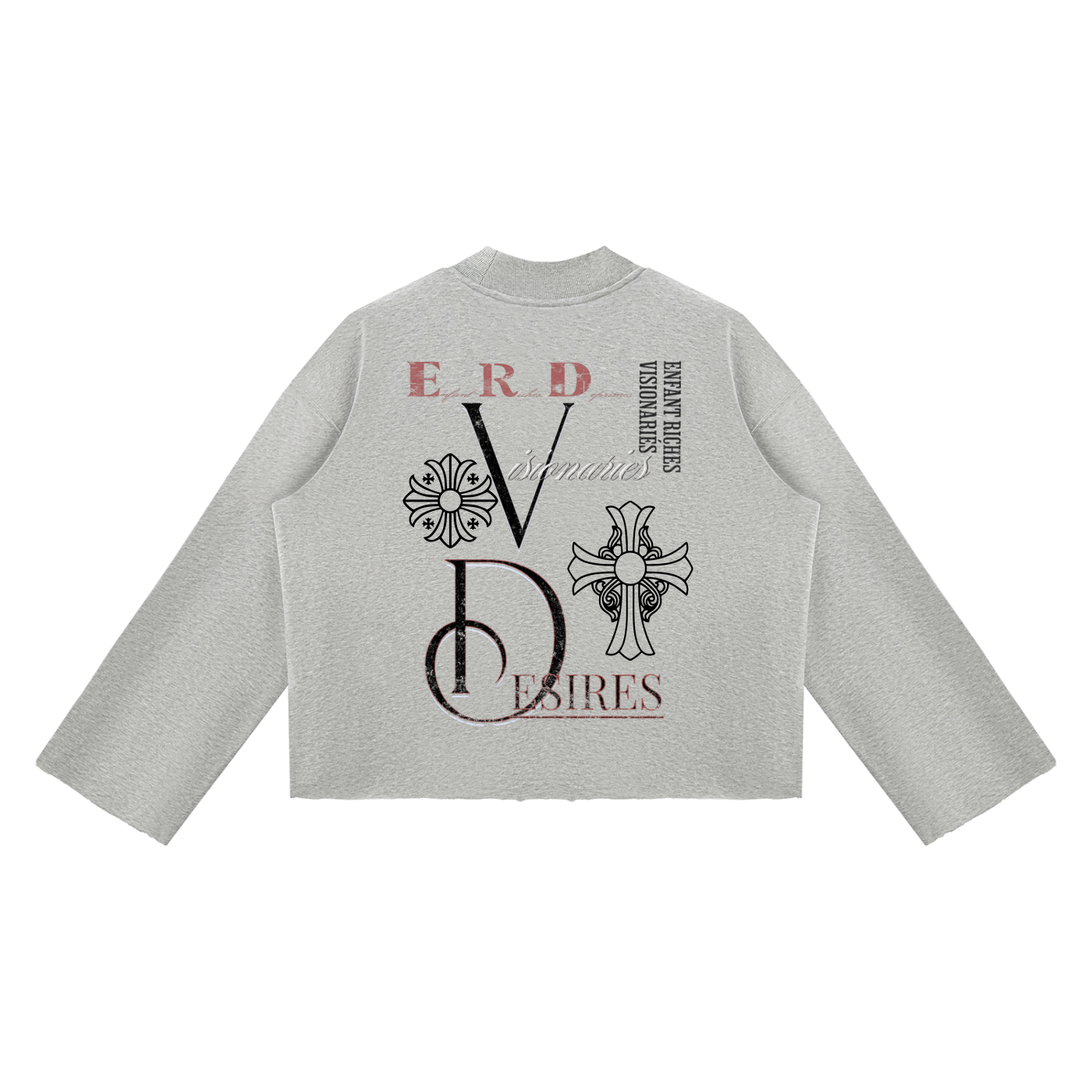 Unisex Mock Neck Raw Edge Boxy Sweatshirt
