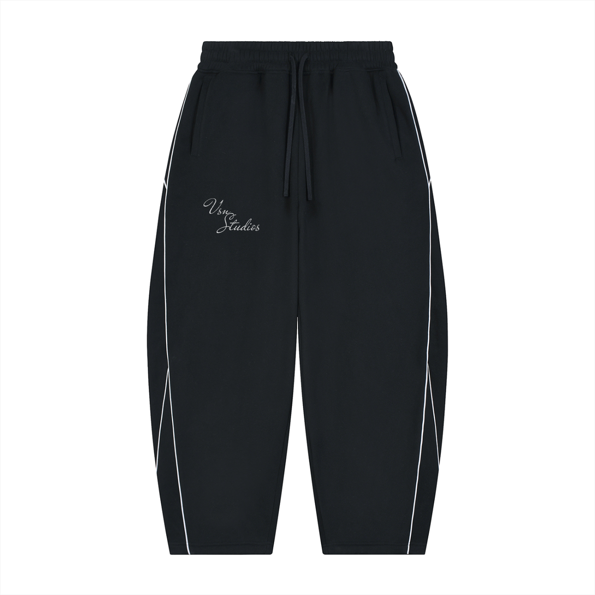 Unisex Piping Fleece Barrel Leg Sweatpants