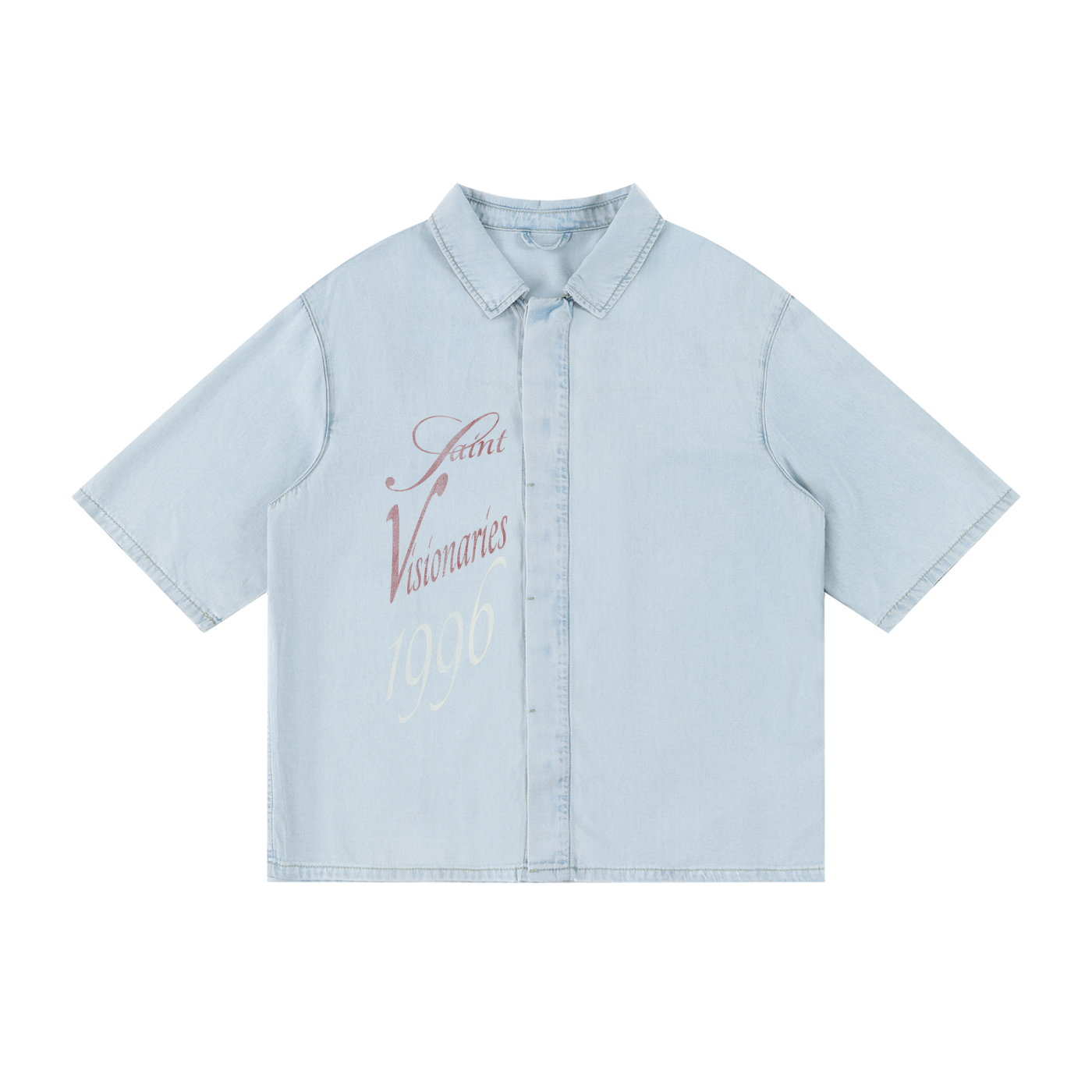 SAINT VISIONARIES Vintage Wash Drop Shoulder Lyocell Shirt