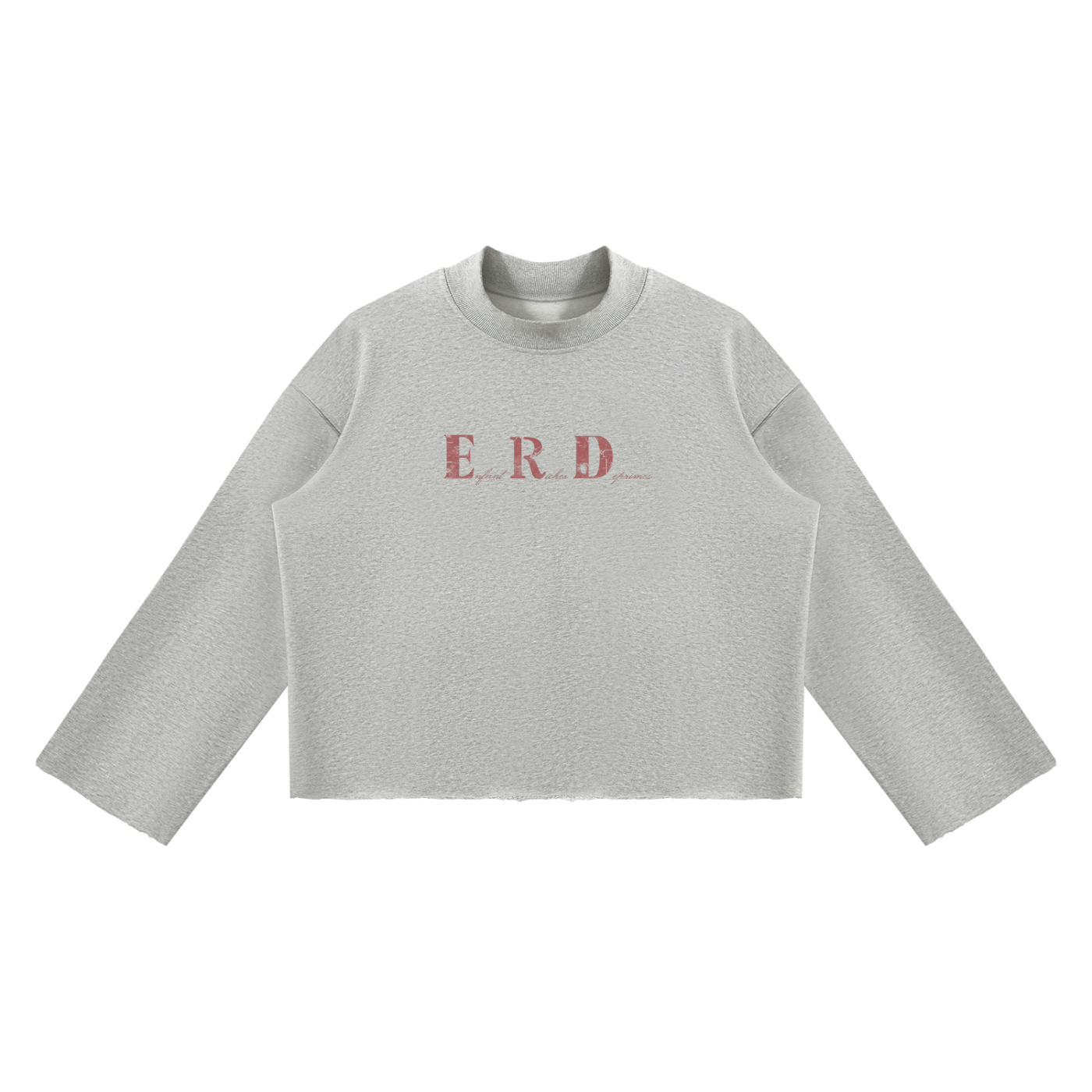 Unisex Mock Neck Raw Edge Boxy Sweatshirt