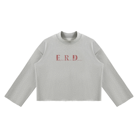 Unisex Mock Neck Raw Edge Boxy Sweatshirt