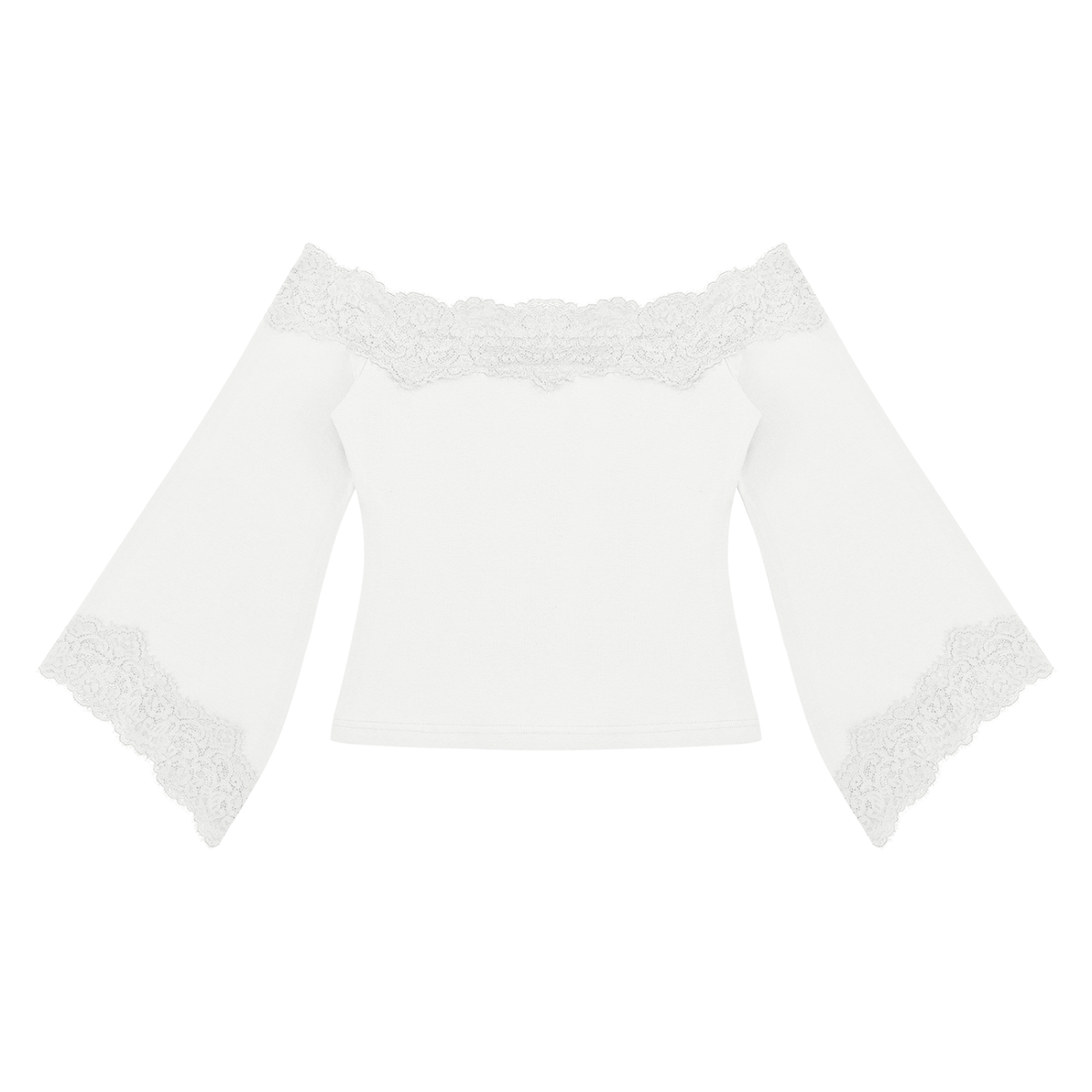 Women's Off-the-Shoulder Lace Trim T-Shirt
