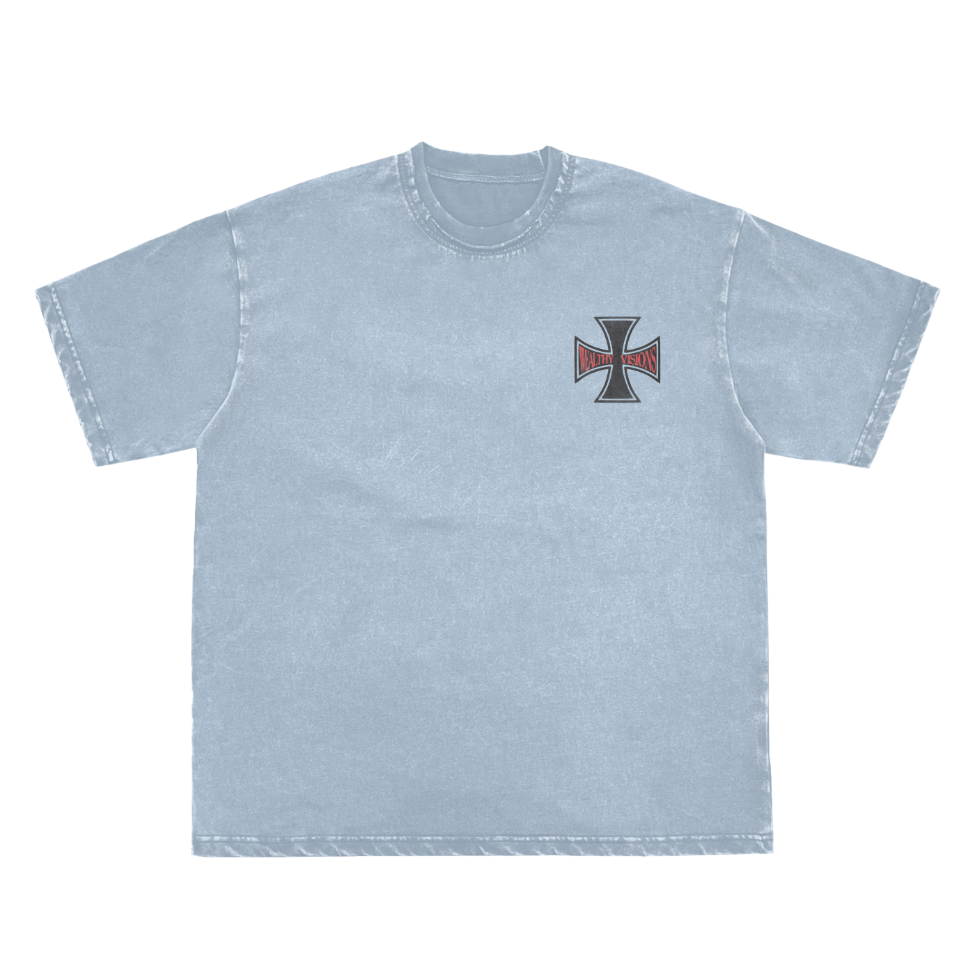 Snow Washed Raw-Edge Neckline T-Shirt