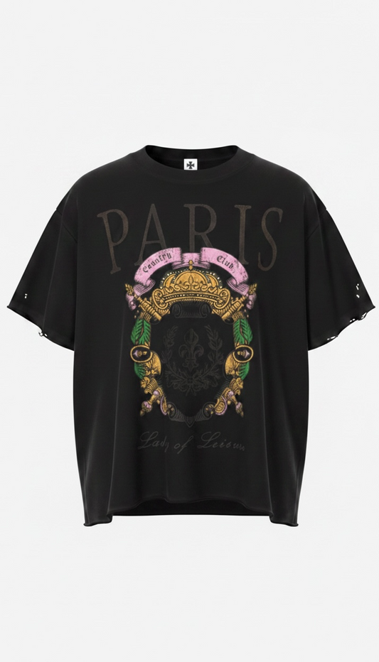 275GSM Unisex Vintage Wax-Dyed Cotton Distressed Rip T-shirt