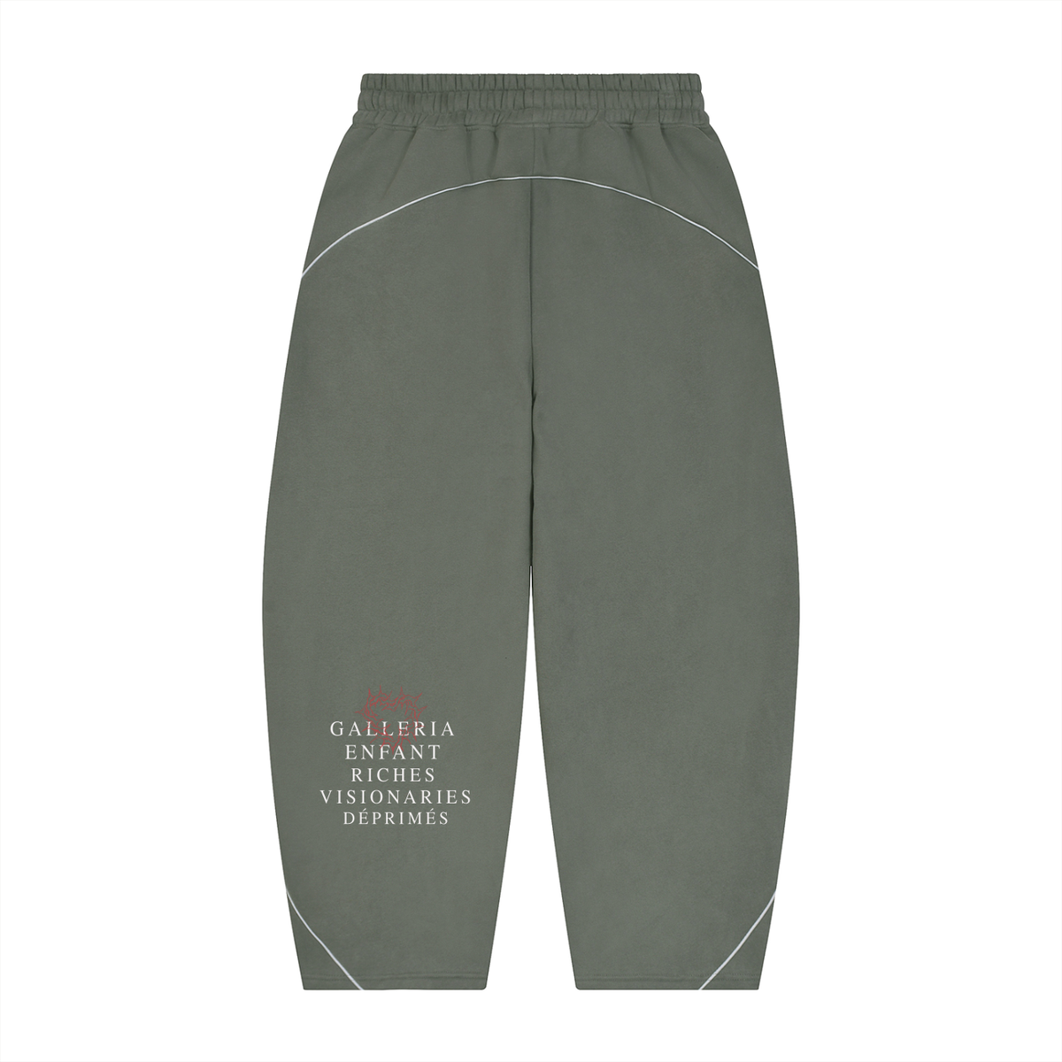 Unisex Piping Fleece Barrel Leg Sweatpants