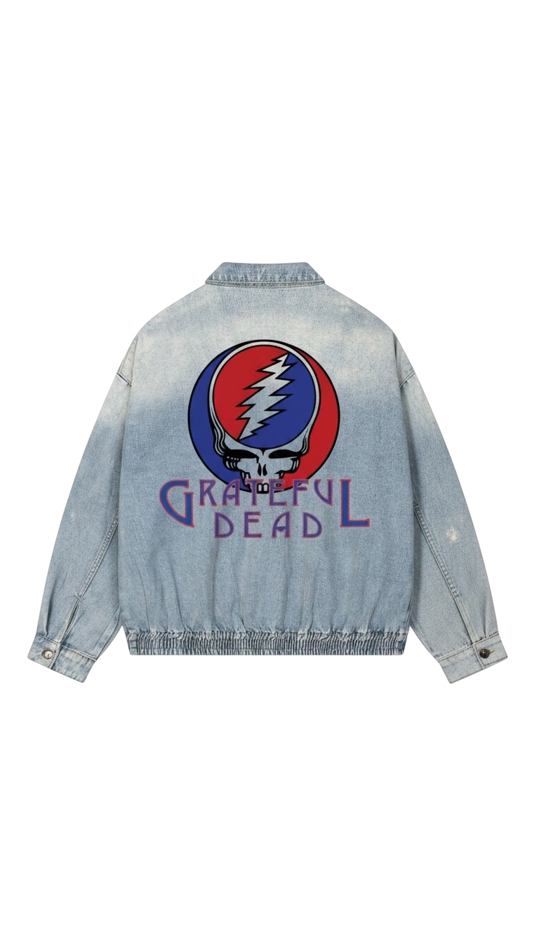 Unisex Vintage Wash Full-Zip Denim Jacket