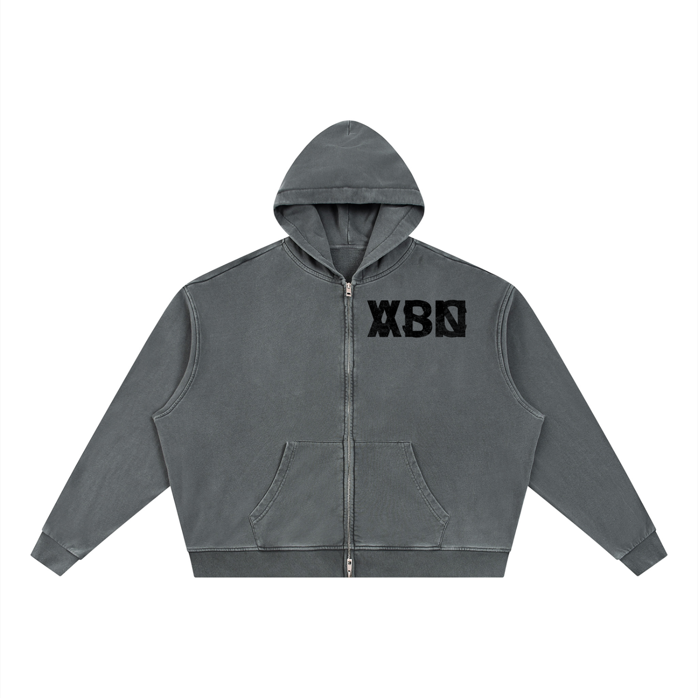 Unisex Vintage Wash Full Zip Boxy Hoodie