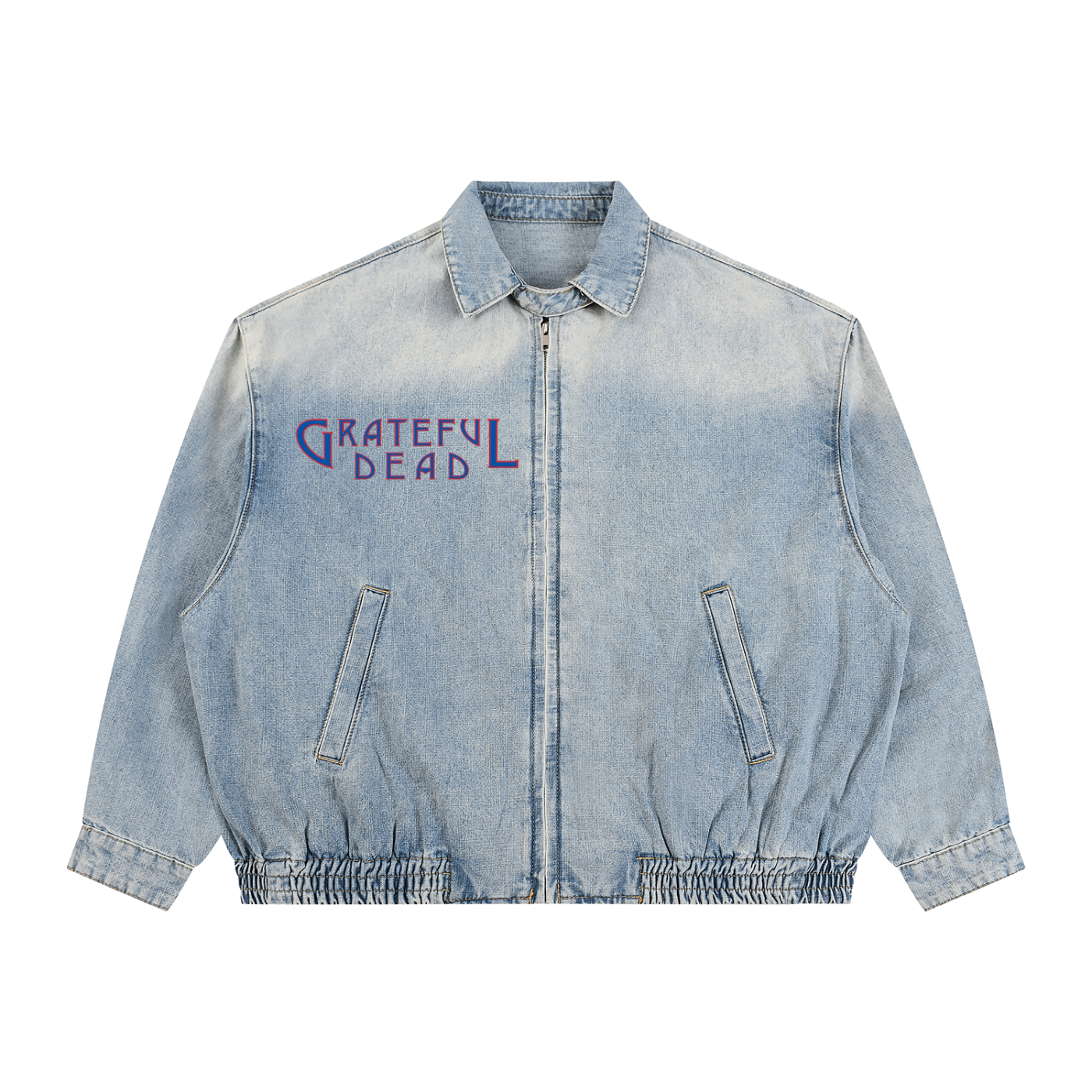 Unisex Vintage Wash Full-Zip Denim Jacket
