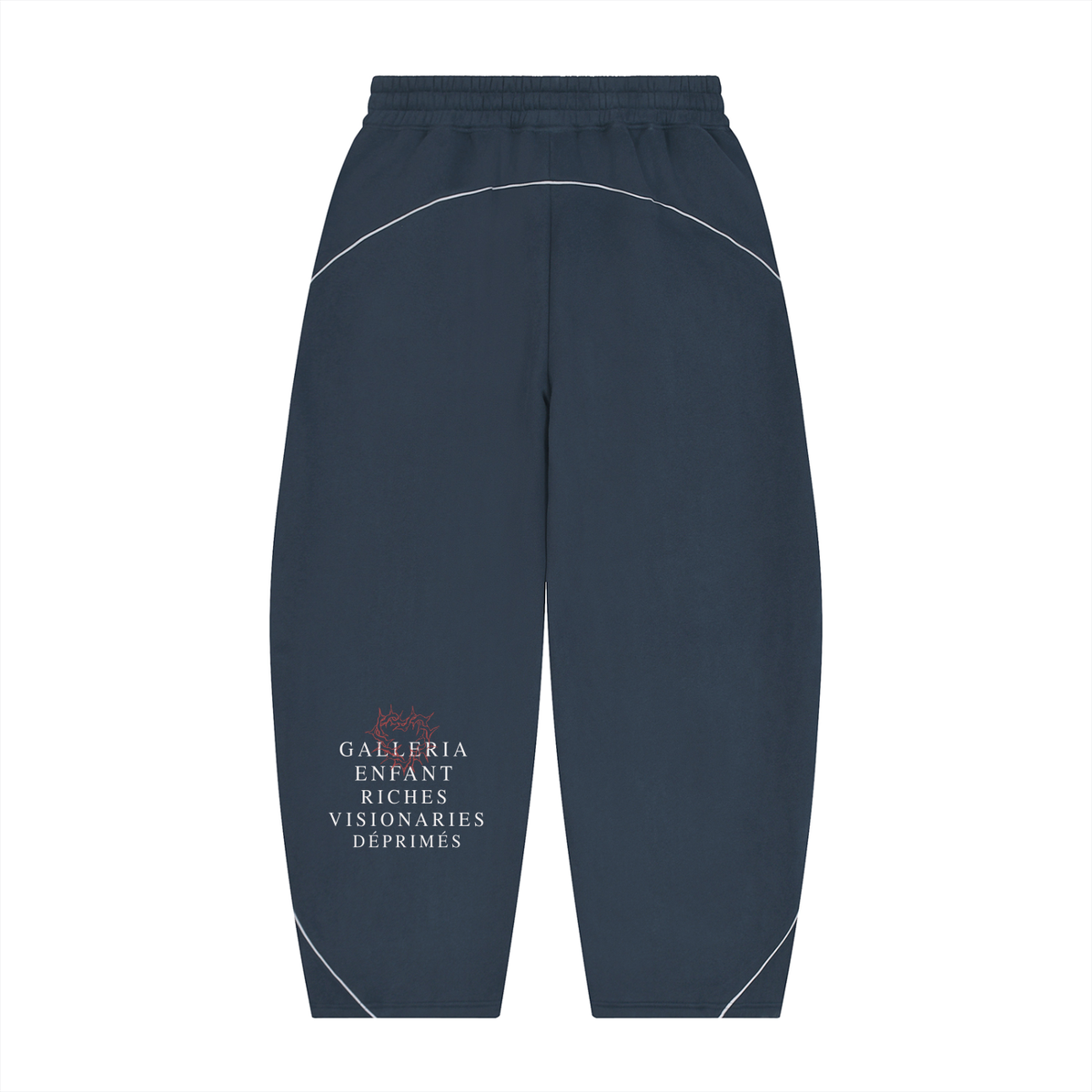 Unisex Piping Fleece Barrel Leg Sweatpants