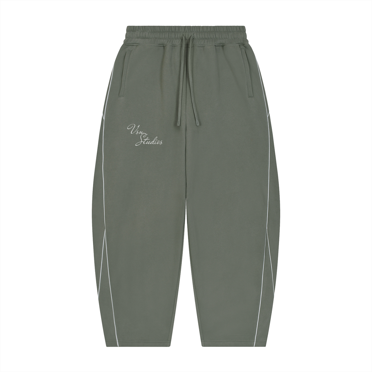 Unisex Piping Fleece Barrel Leg Sweatpants