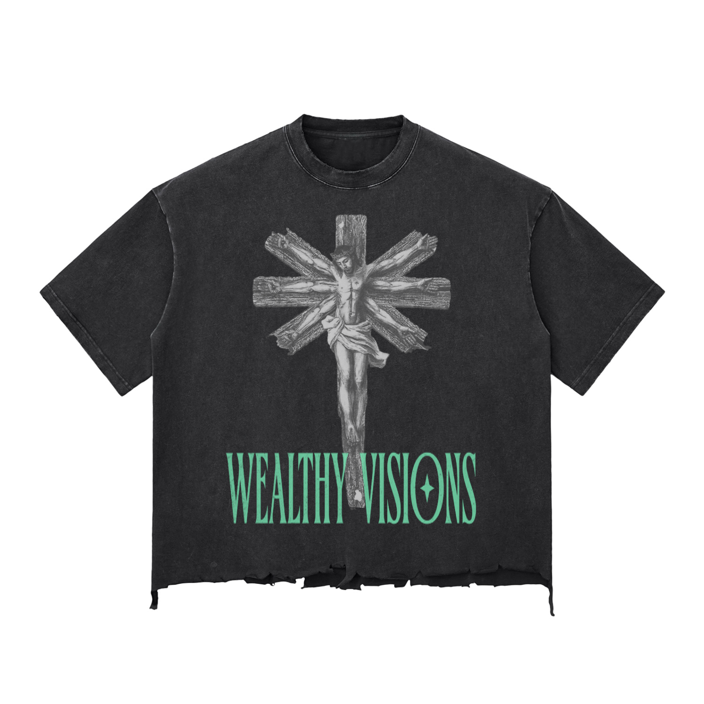 Snow Wash Raw-Hem Boxy T-shirt