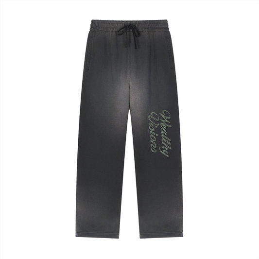 WEALTHY VISIONS Sun Fade Raw Edge Straight-Leg Sweatpants