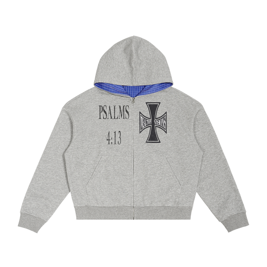 Plaid Boxy Zip Hoodie