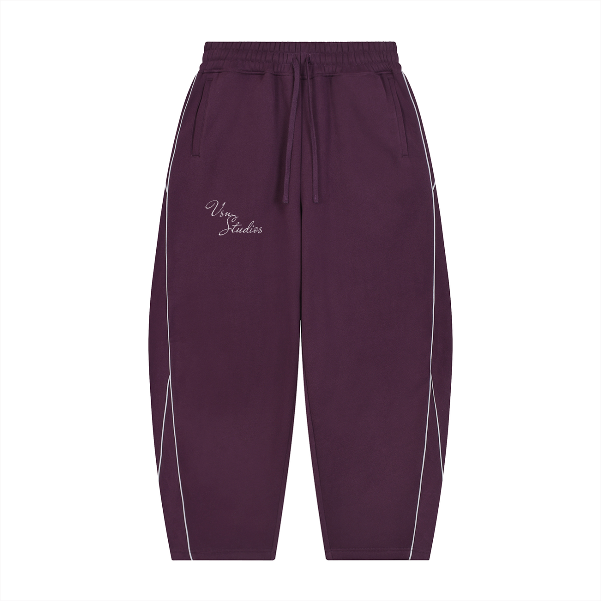 Unisex Piping Fleece Barrel Leg Sweatpants