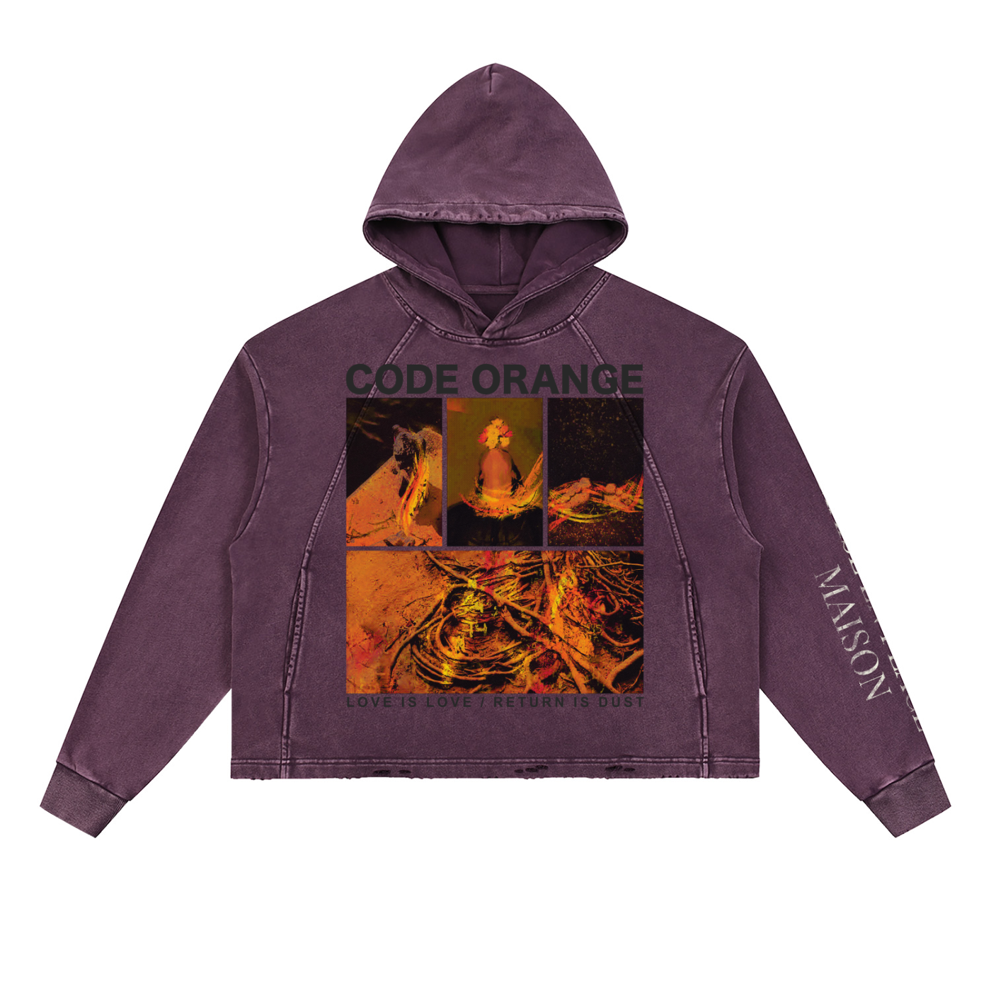 Vintage Washed Frayed-Hem Hoodie
