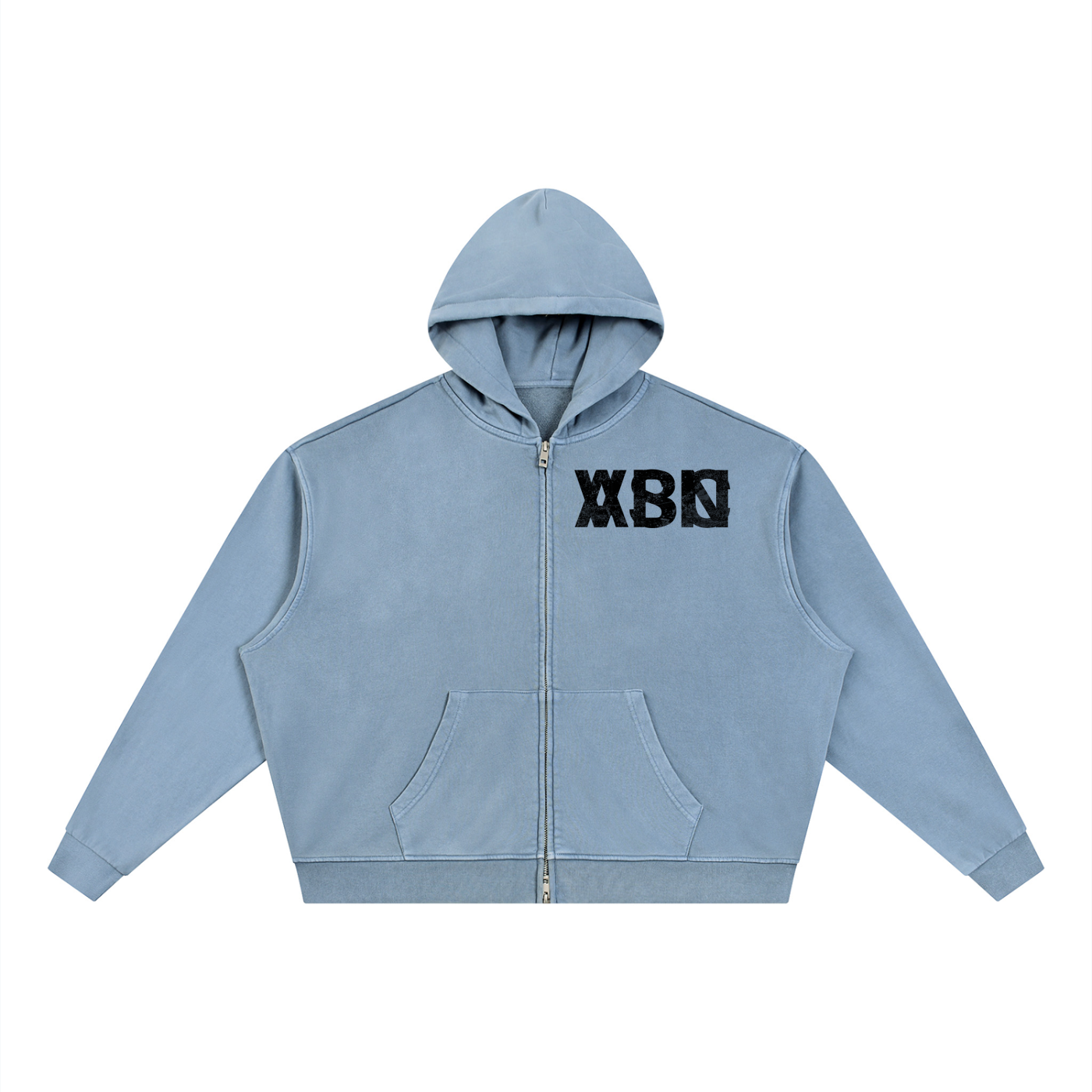 Unisex Vintage Wash Full Zip Boxy Hoodie