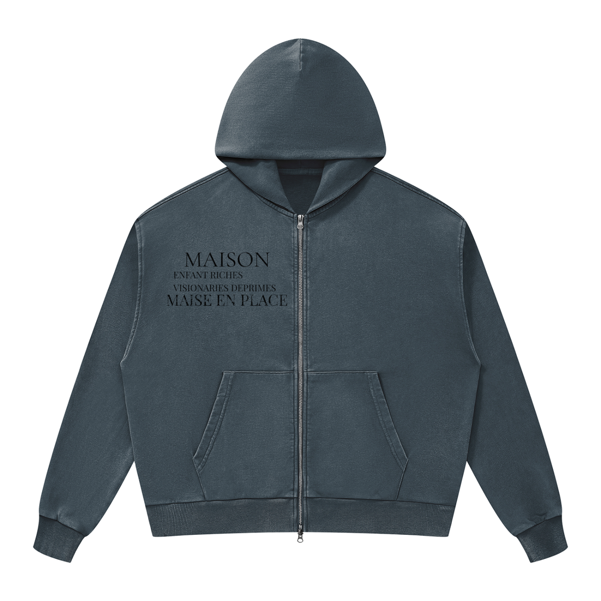 Unisex Mineral Wash Boxy Full Zip Hoodie