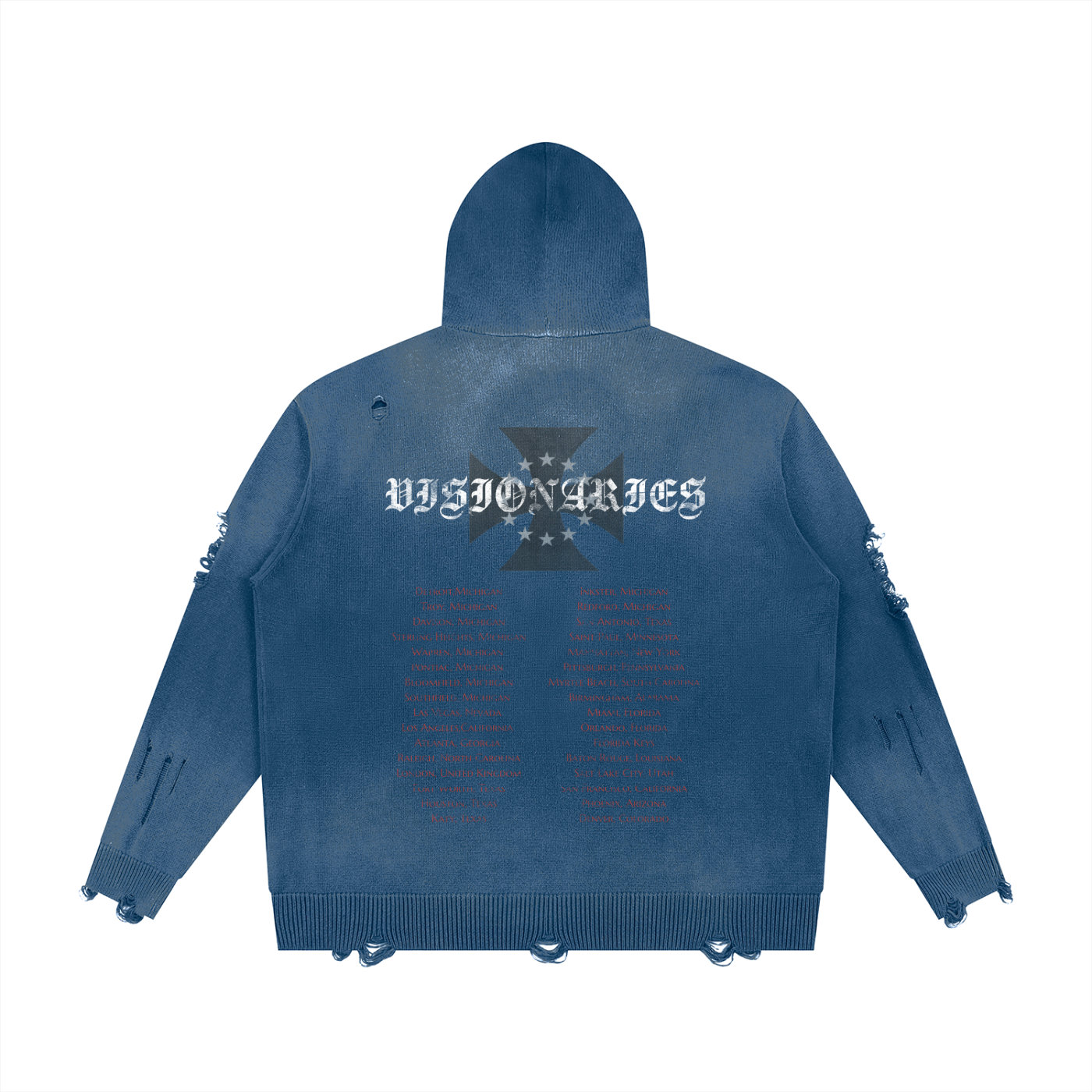 Unisex Distressed Full Zip Sweater
