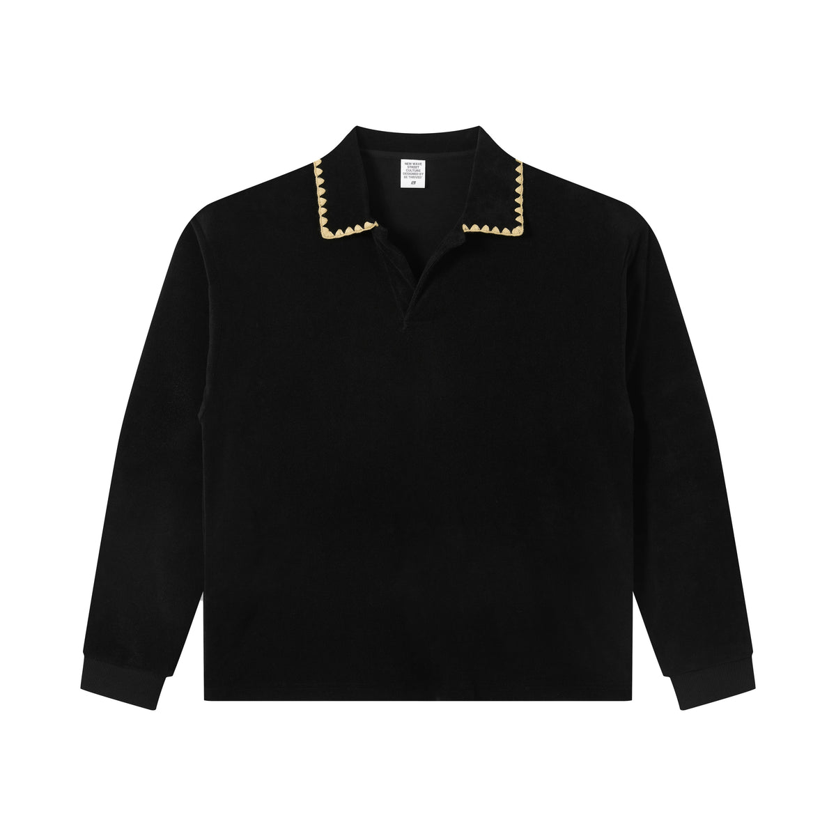 360GSM Men's Old Money Vintage Terry Polo Sweatshirt Black