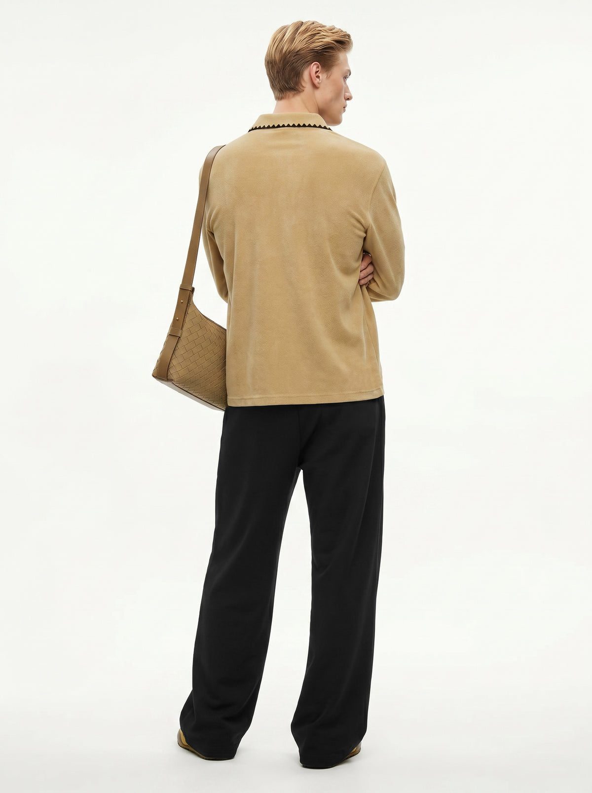 360GSM Men's Old Money Vintage Terry Polo Sweatshirt Khaki Apricot
