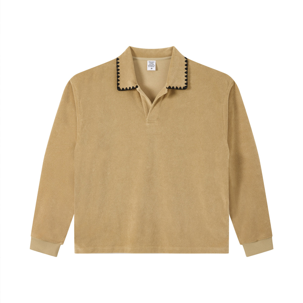 360GSM Men's Old Money Vintage Terry Polo Sweatshirt Khaki Apricot