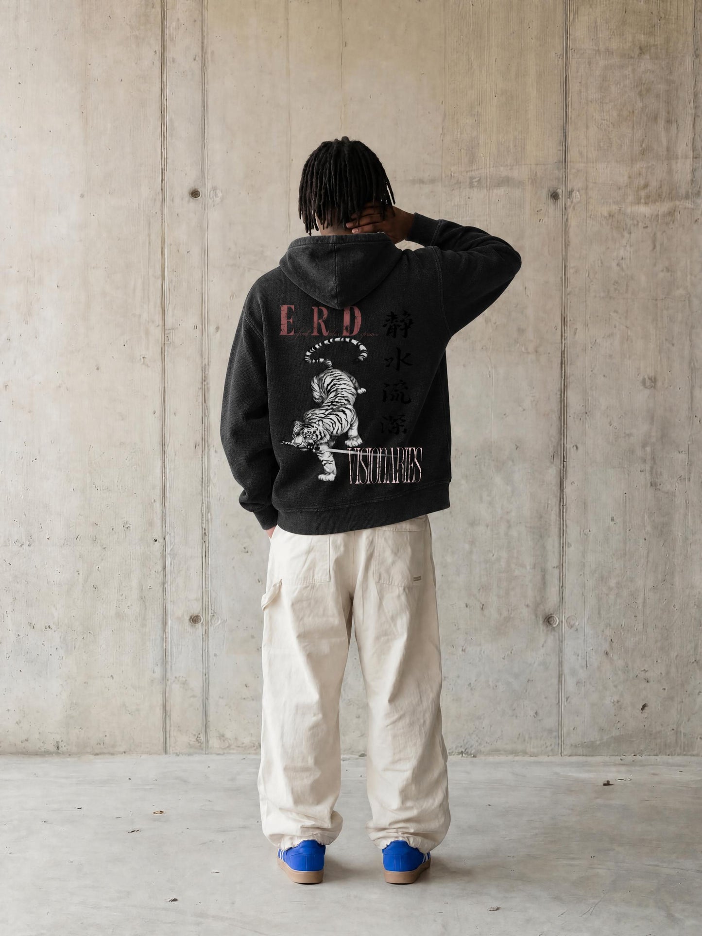 Unisex Vintage Wash Boxy Waffle Full Zip Hoodie