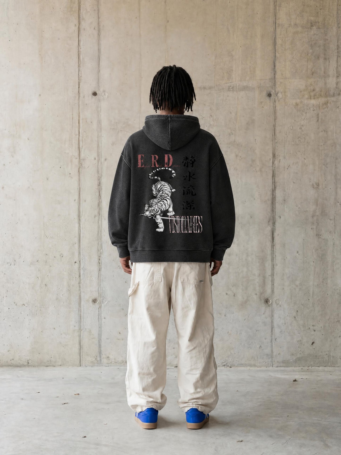 Unisex Vintage Wash Boxy Waffle Full Zip Hoodie