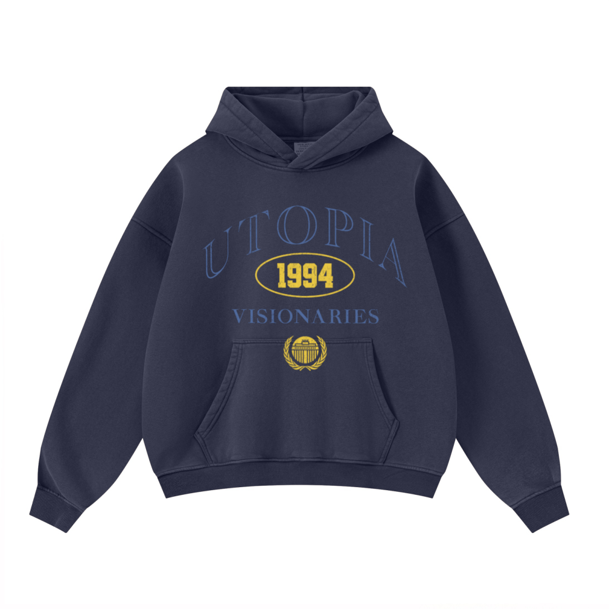 400GSM Unisex Washed Heavyweight Boxy-Fit Hoodie Vintage Royal Blue