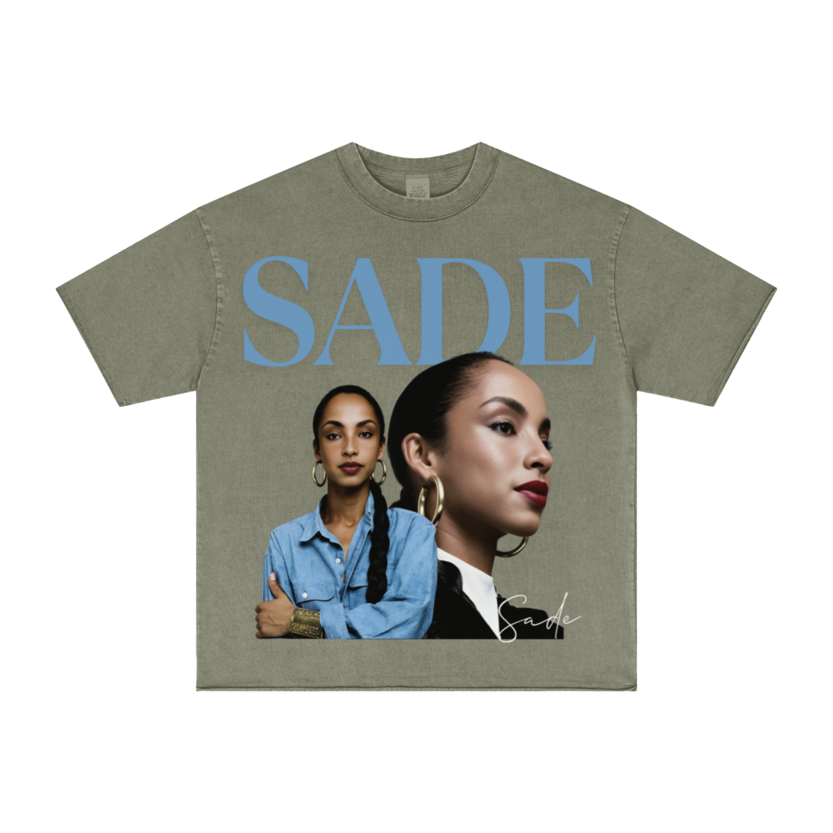 275GSM Unisex Raw-Edge Pigment-Wash T-shirt Grey Green