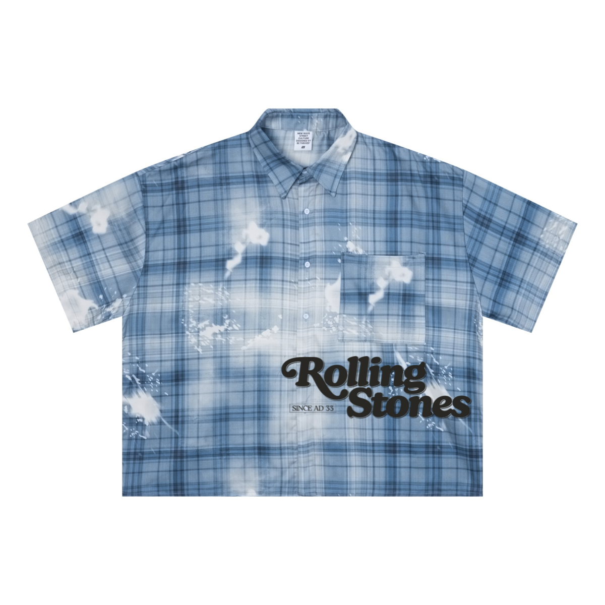 200GSM Tencel Twill Plaid Print Boxy Workwear Shirt Blue