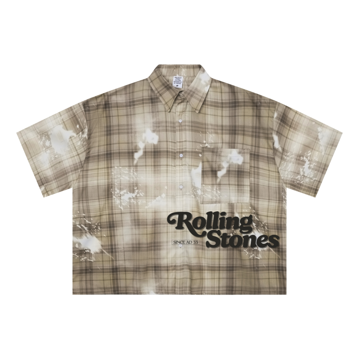 200GSM Tencel Twill Plaid Print Boxy Workwear Shirt Khaki