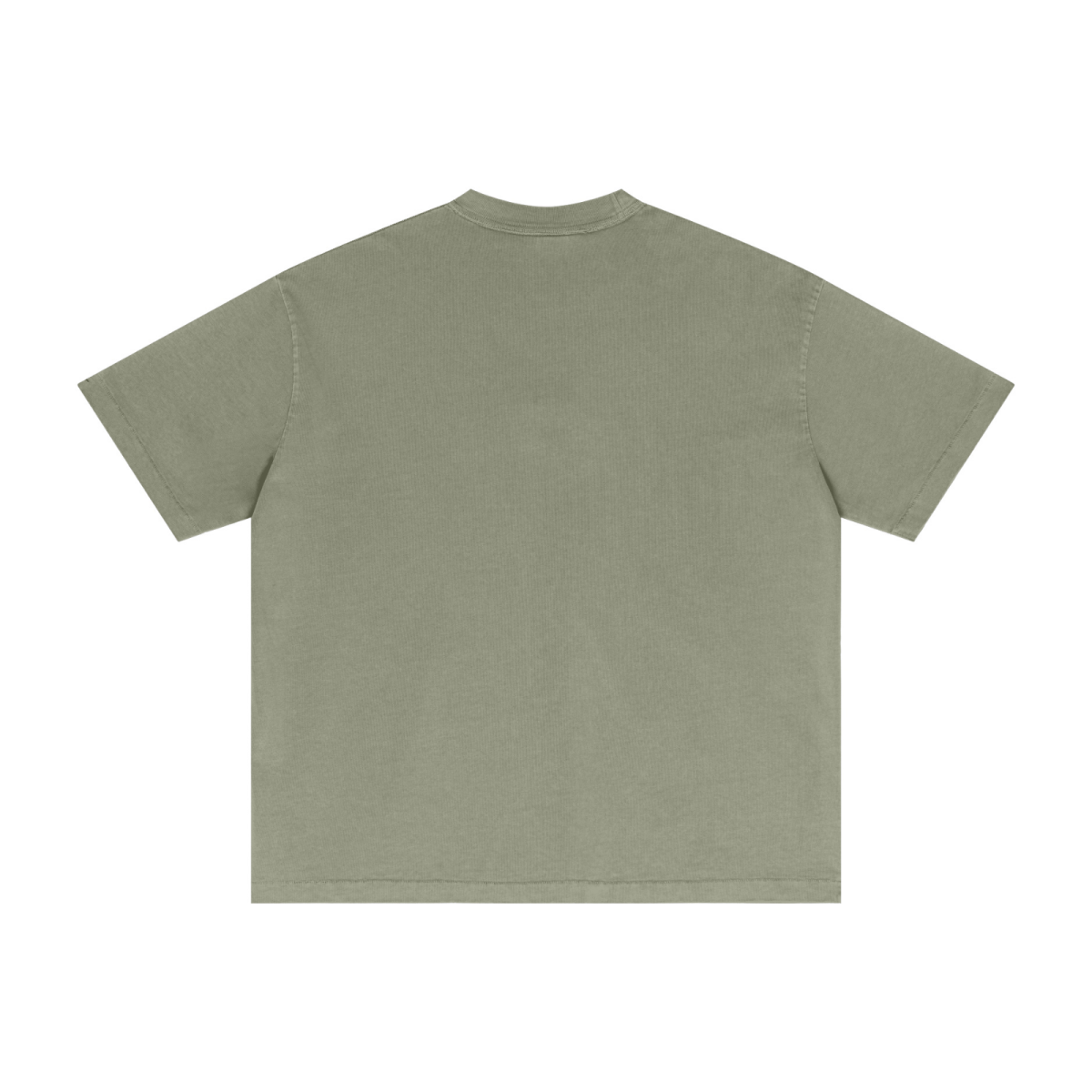 275GSM Unisex Vintage Wax-Dyed Cotton Distressed Rip T-shirt Grey Green