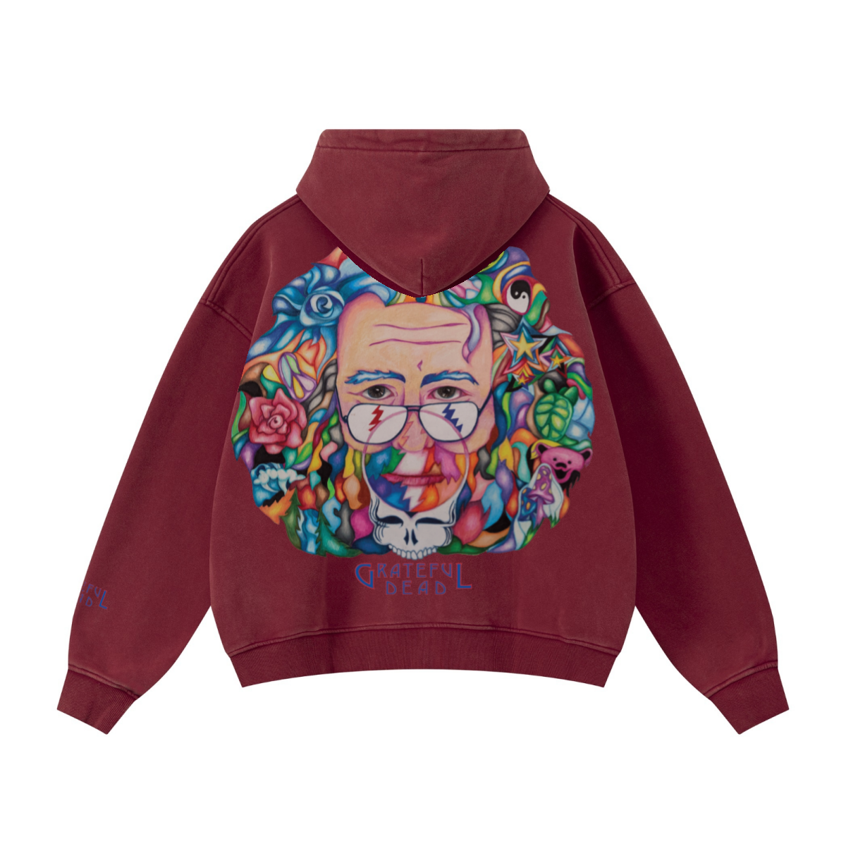 400GSM Unisex Vintage-Wash Boxy-Fit Zip-Up Hoodie Vintage Red